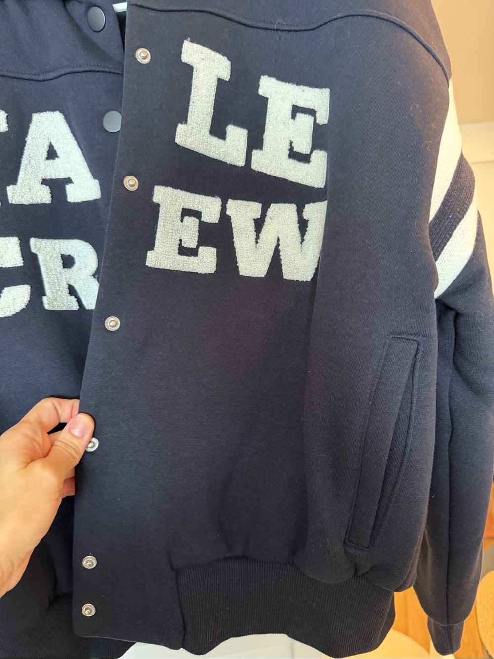 Zara Black Bomber Jacket with White 'YALE CREW' Lettering - Picture 8 of 10